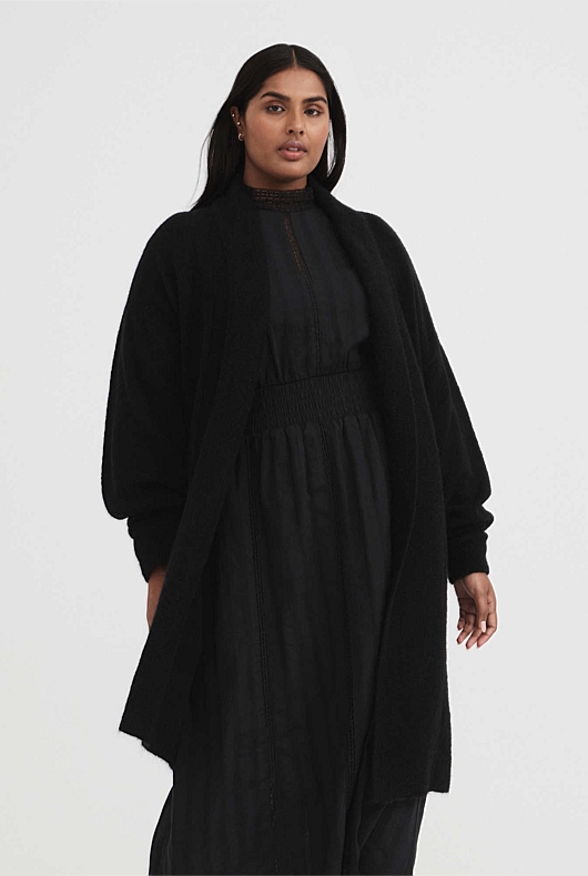 Mohair Knit Cardigan - Black