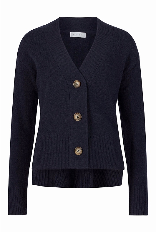 Wool Blend Knit Cardigan - Regatta Blue