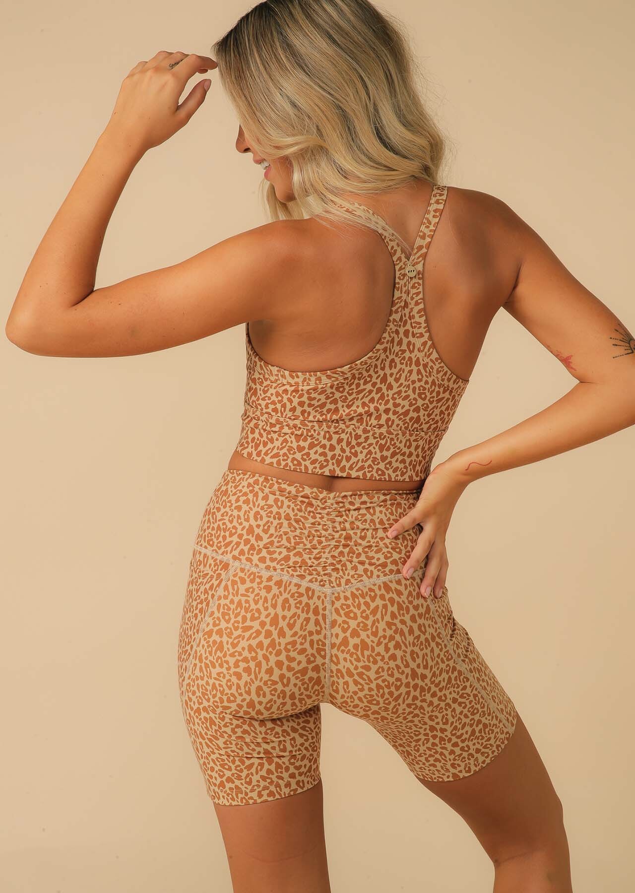 Lorna Jane Leopard Scrunch Back Bike Short