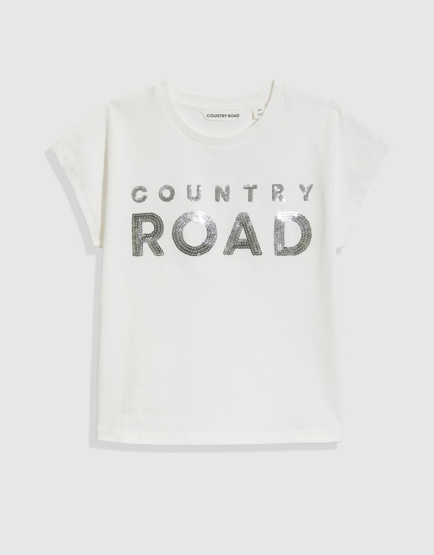 Country Road Organically Grown Cotton Logo Sequin T-Shirt
