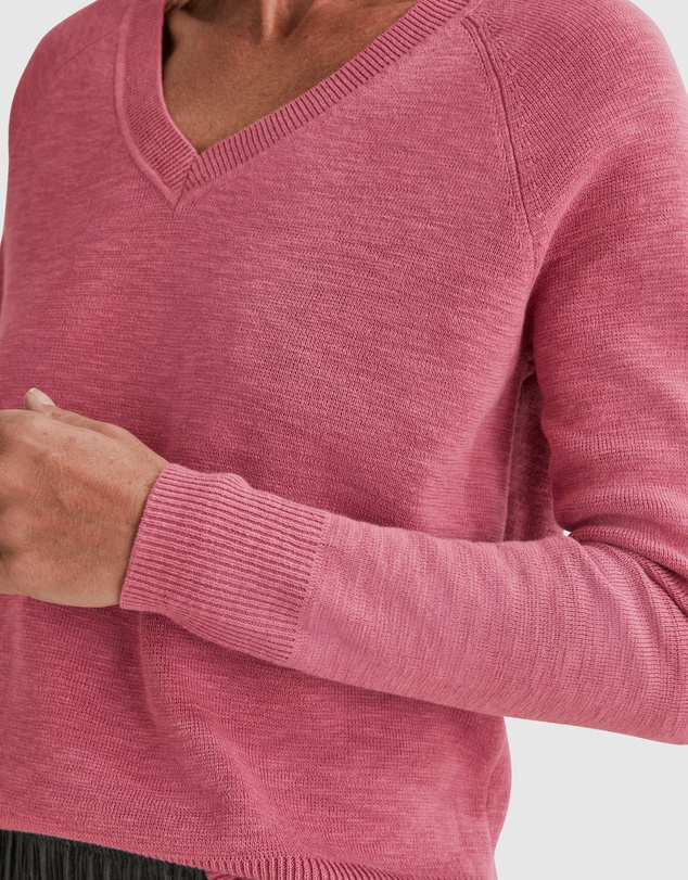 Country Road Cotton Linen V-neck Knit