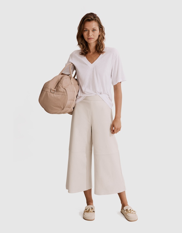 Country Road Deep V-neck Cotton Slub T-Shirt