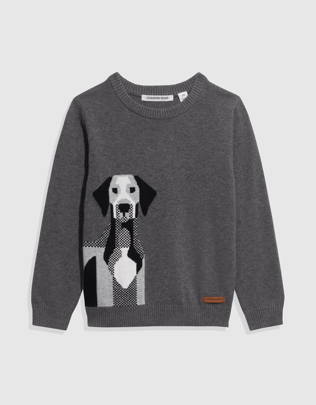Country Road Dog Intarsia Knit