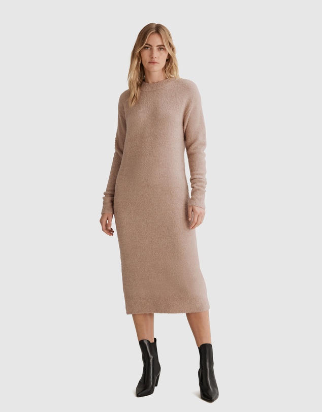 Country Road Boucle Knit Midi Dress
