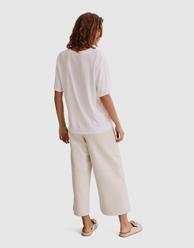 Country Road Deep V-neck Cotton Slub T-Shirt