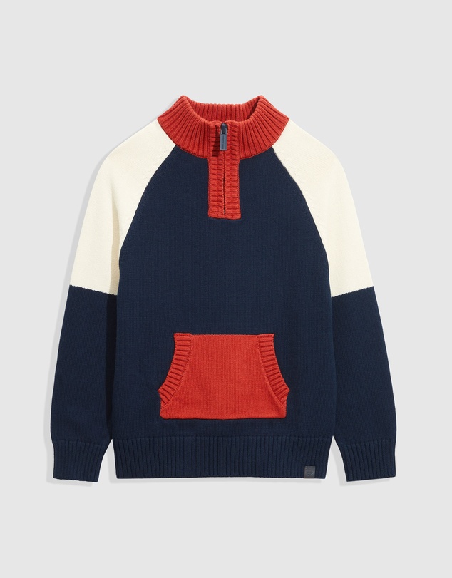 Country Road Half Zip Spliced Knit