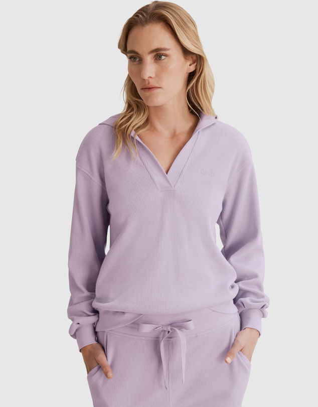 Country Road Waffle Lounge Hooded Knit