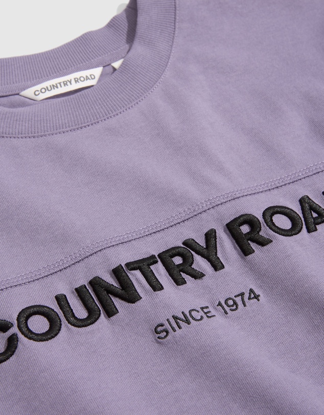 Country Road Teen Recycled Cotton Short Sleeve Logo Longline T-Shirt