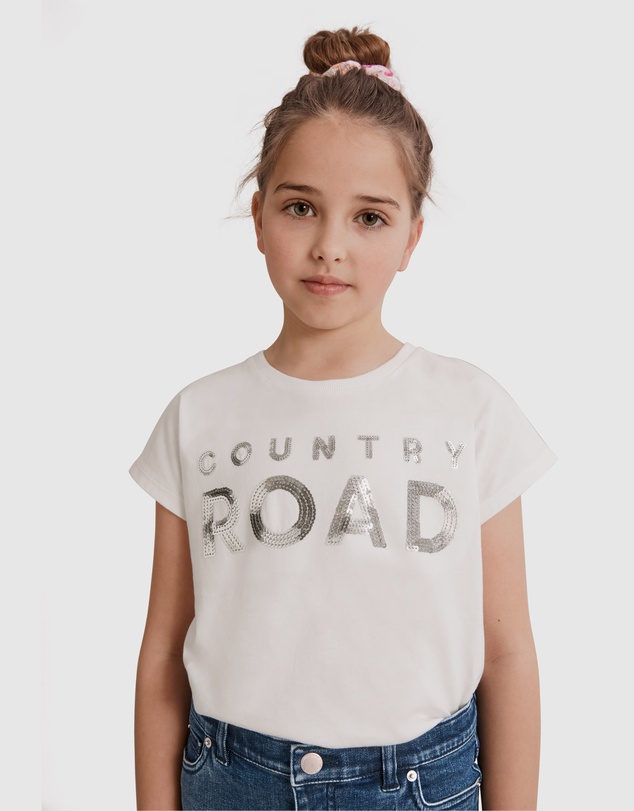 Country Road Organically Grown Cotton Logo Sequin T-Shirt