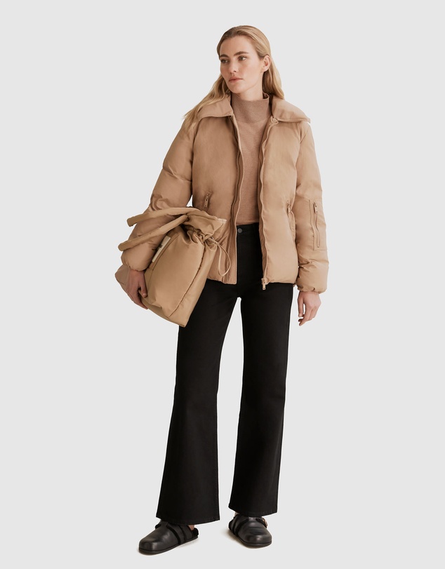 Country Road Recycled Nylon Large Collar Puffer