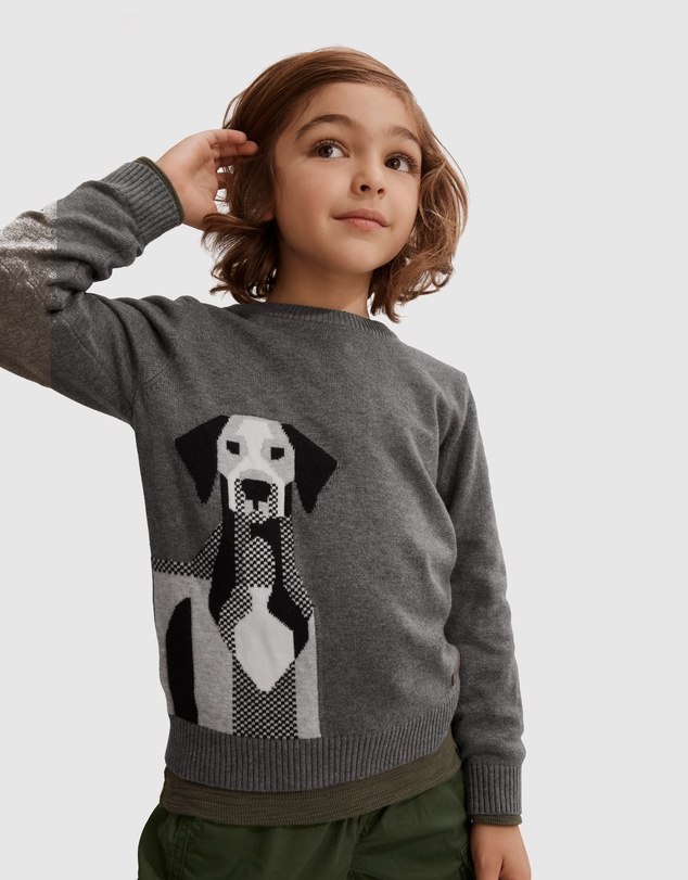 Country Road Dog Intarsia Knit