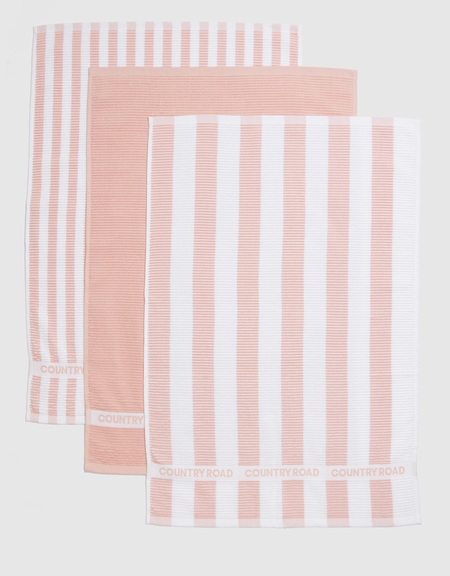 Country Road Australian Cotton Cr Stripe Tea Towel Pack Of 3
