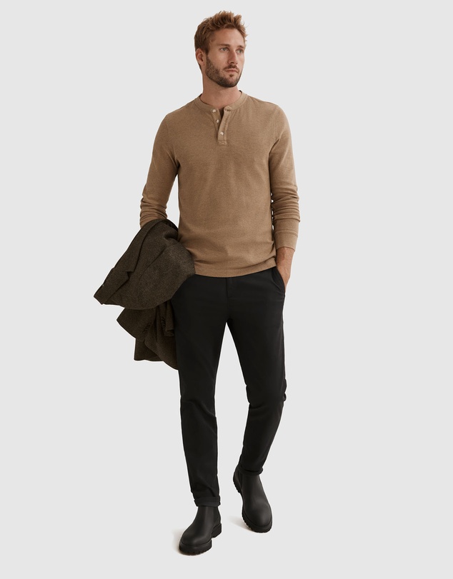 Country Road Long Sleeve Waffle Henley