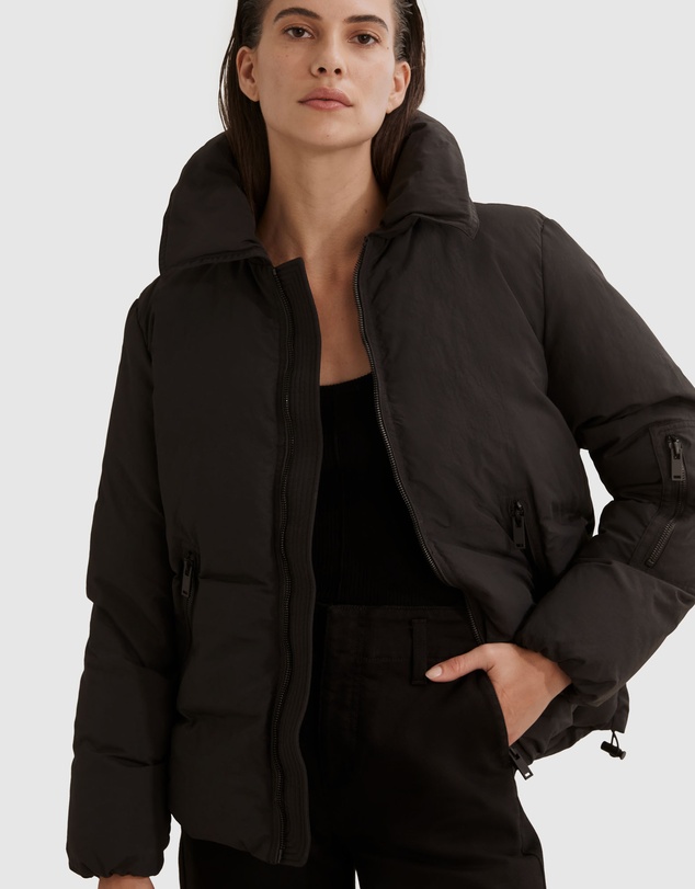 Country Road Recycled Nylon Large Collar Puffer