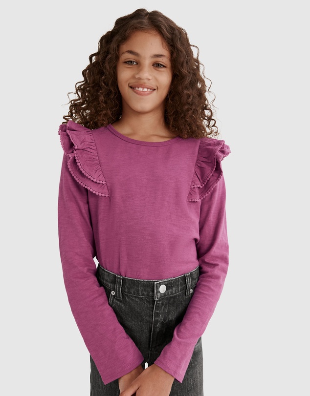 Country Road Organically Grown Cotton Slub Frill T-Shirt