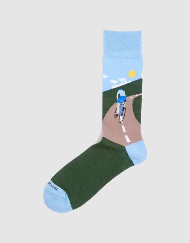 Country Road Bicycle Scene Sock