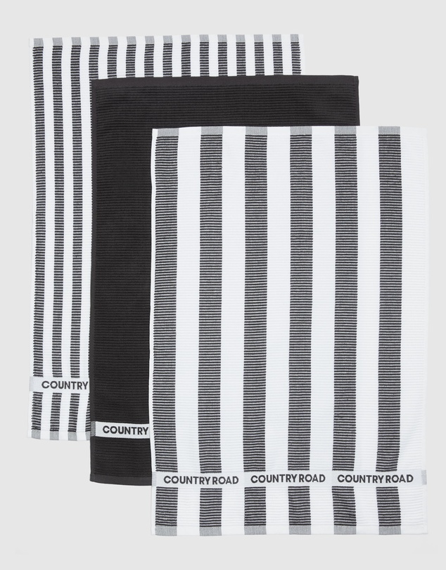 Country Road Australian Cotton Cr Stripe Tea Towel Pack Of 3