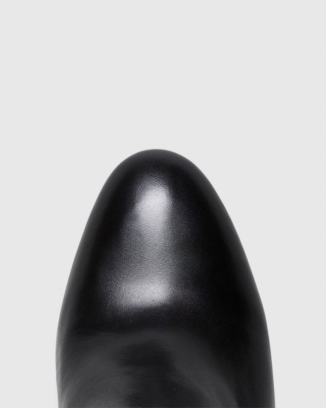 Wittner Sherman Black Leather Block Heel Knee High Boot