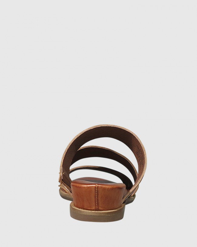 Wittner Cathie Tan Leather Open Toe Low Wedge