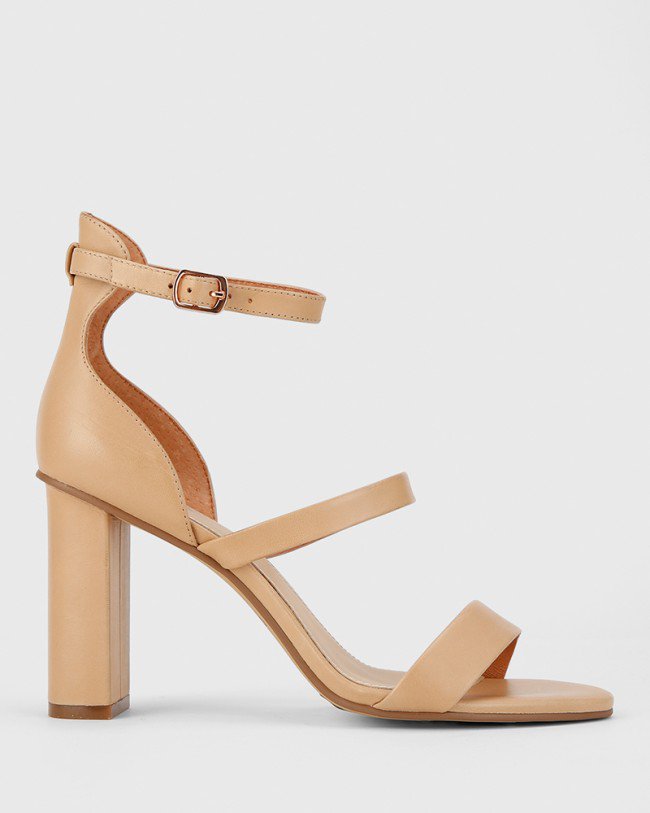 Wittner Rivera Nude Leather Block Heel Sandal