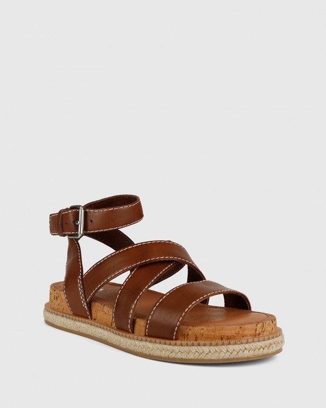 Wittner Cierra Dark Brown Leather Flat Sandal