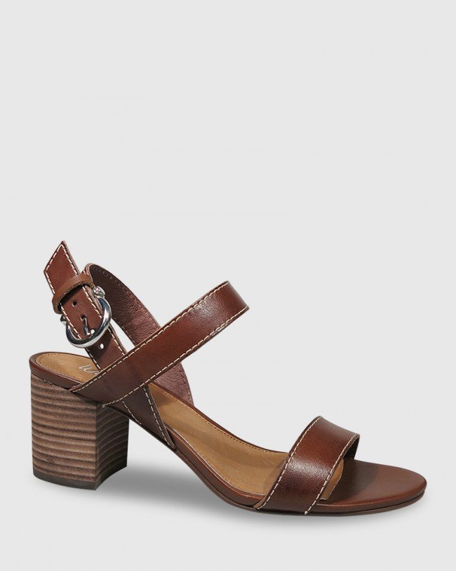 Wittner Neela Dark Brown Leather Contrast Stitch Sandal
