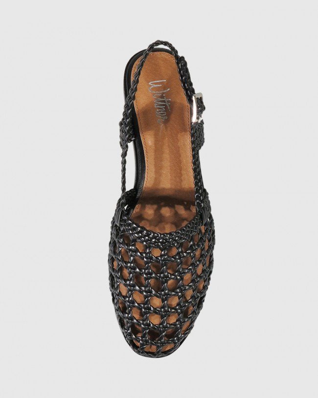 Wittner Amora Black Weave Closed Toe Flat
