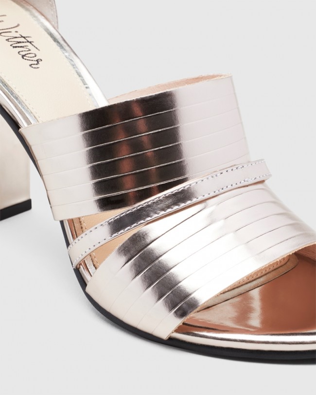 Wittner Rizzo Rose Gold Leather Open Toe Heel