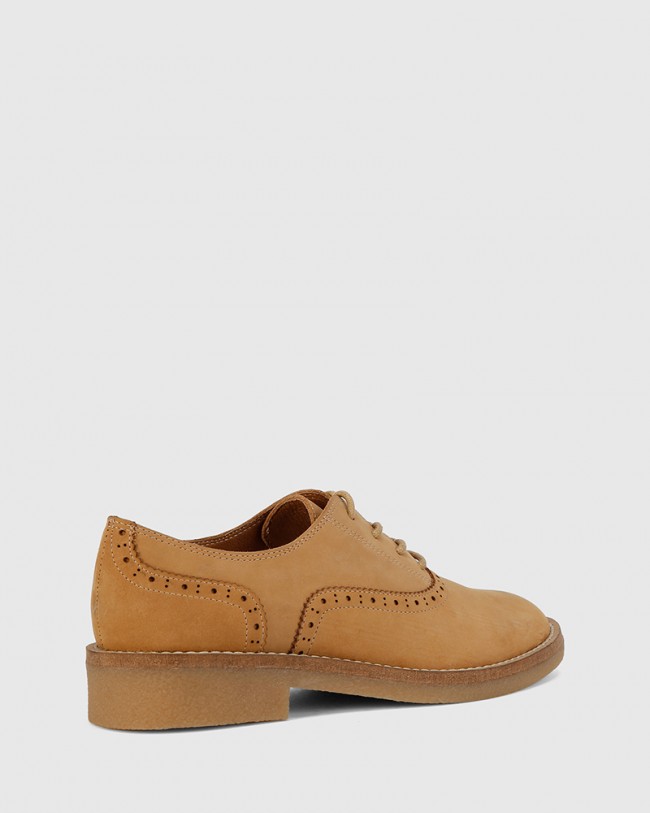 Wittner Jacquin Caramel Nubuck Leather Lace Up Brogue