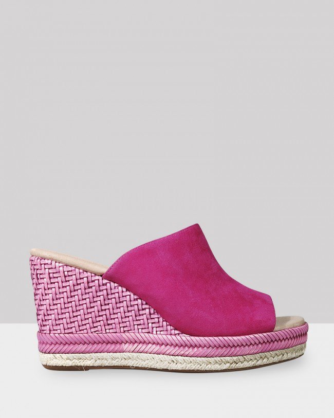 Wittner Vaughn Hot Pink Suede Open Toe Wedge