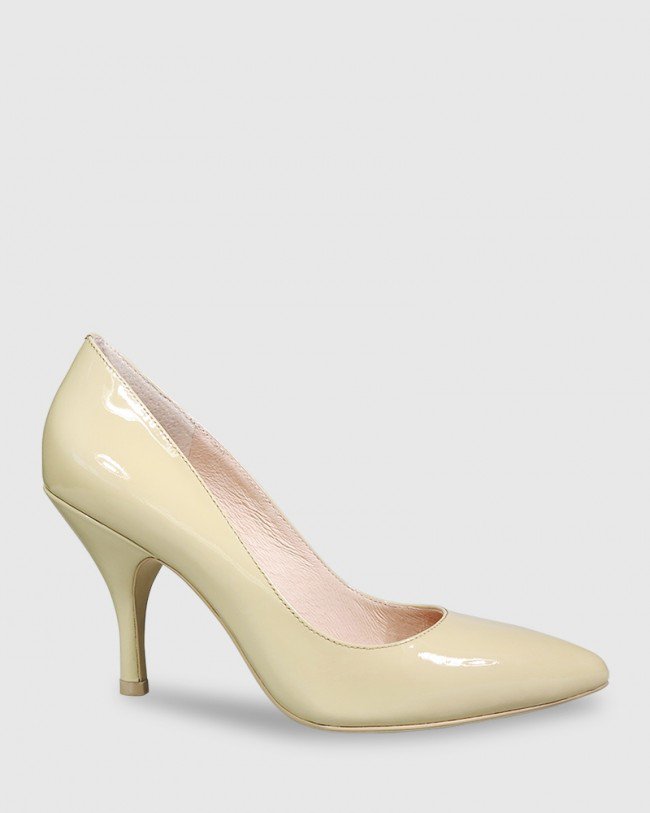 Wittner Julienne Honey Patent Almond Toe Mid Heel