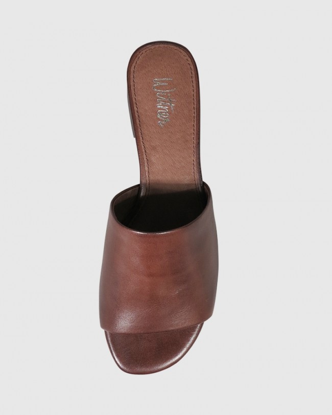 Wittner Bowman Dark Brown Leather Open Toe Slide