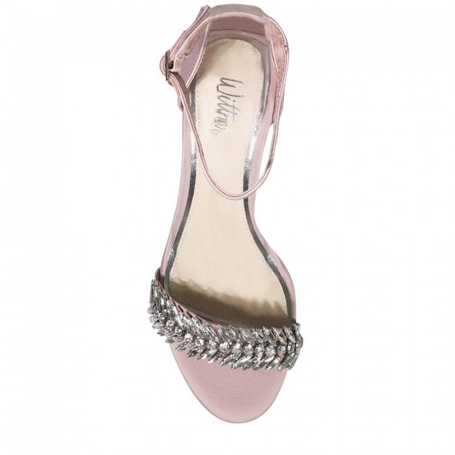 Wittner Indriana Mauve Satin Embellished Open Toe Stiletto Heel