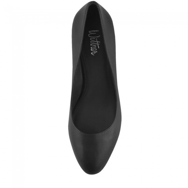 Wittner Monte Black Leather Round Toe Block Heel