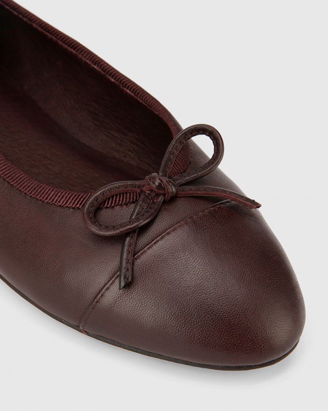 Wittner Annie Wine Leather Almond Toe Ballet Flat