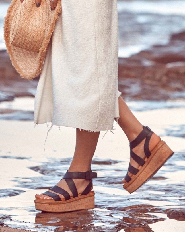 Wittner Rudd Black Leather Flatform Sandal