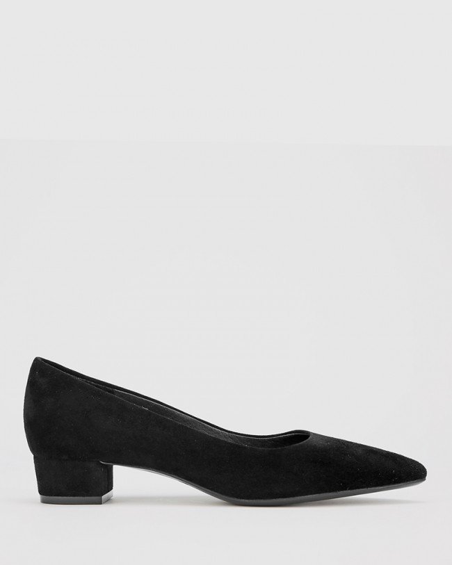 Wittner Armin Black Suede Pointed Toe Block Heel