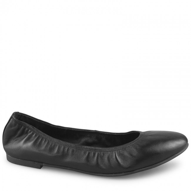 Wittner Cedric Black Leather Elasticated Ballet Flat
