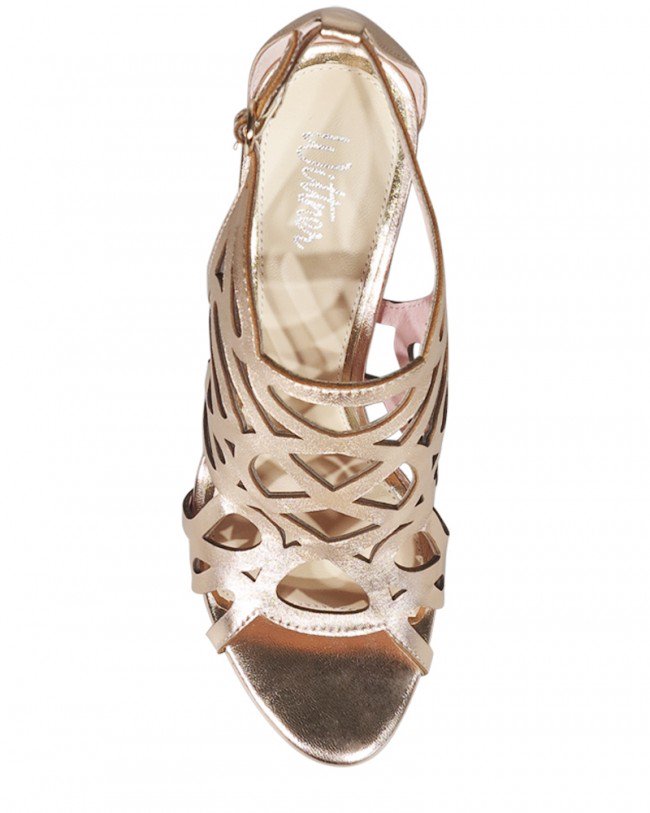 Wittner Royalle Rose Gold Laser Cut Leather Stiletto Heel