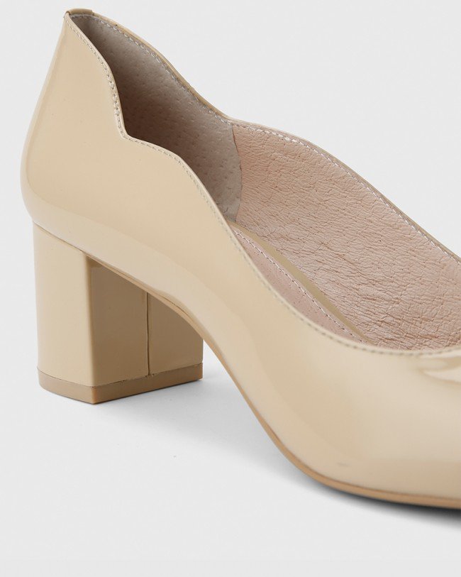 Wittner Lynn Honey Patent Almond Toe Block Heel