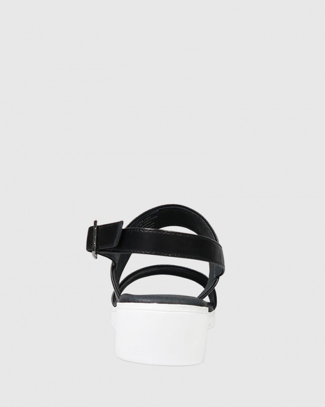 Wittner Jenkins Black Leather Wedge Sandal