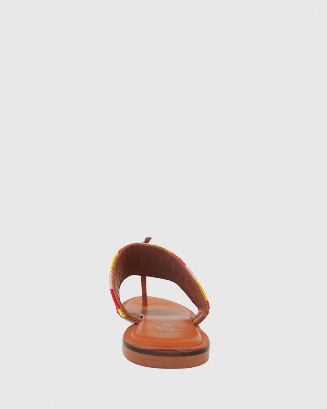 Wittner Ilisha Yellow, Pink & Red Beaded Flat Sandal