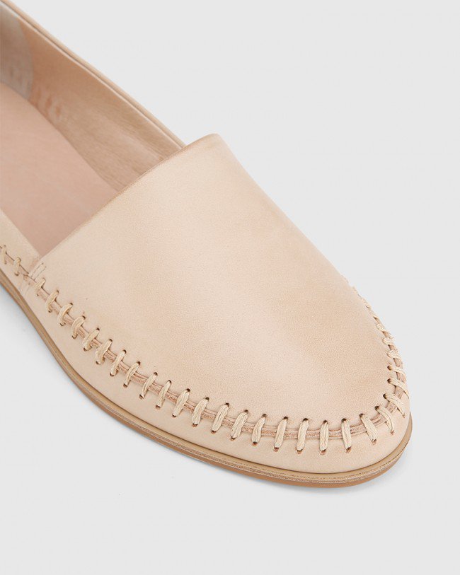 Wittner Christy Musk Nude Leather Round Toe Wedge Loafer