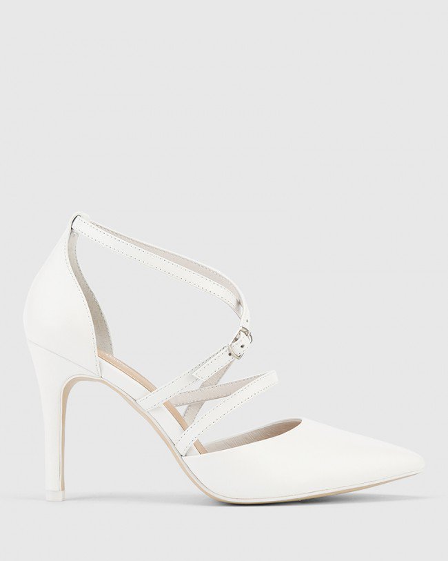 Wittner Hanisha White Leather Point Toe Stiletto Heel