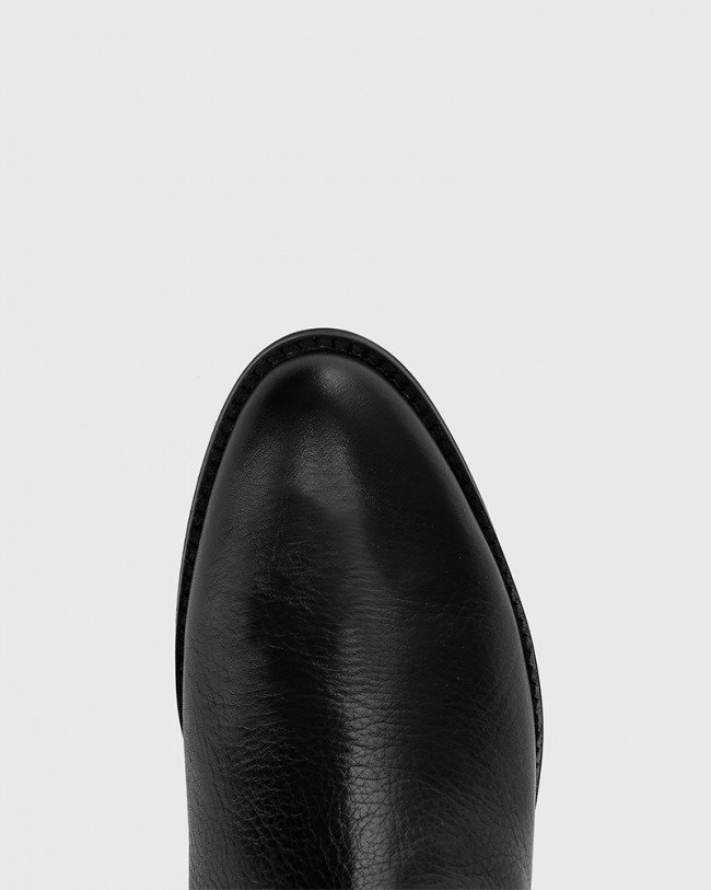 Wittner Bindigo Black Scotch Leather Pull On Long Boot