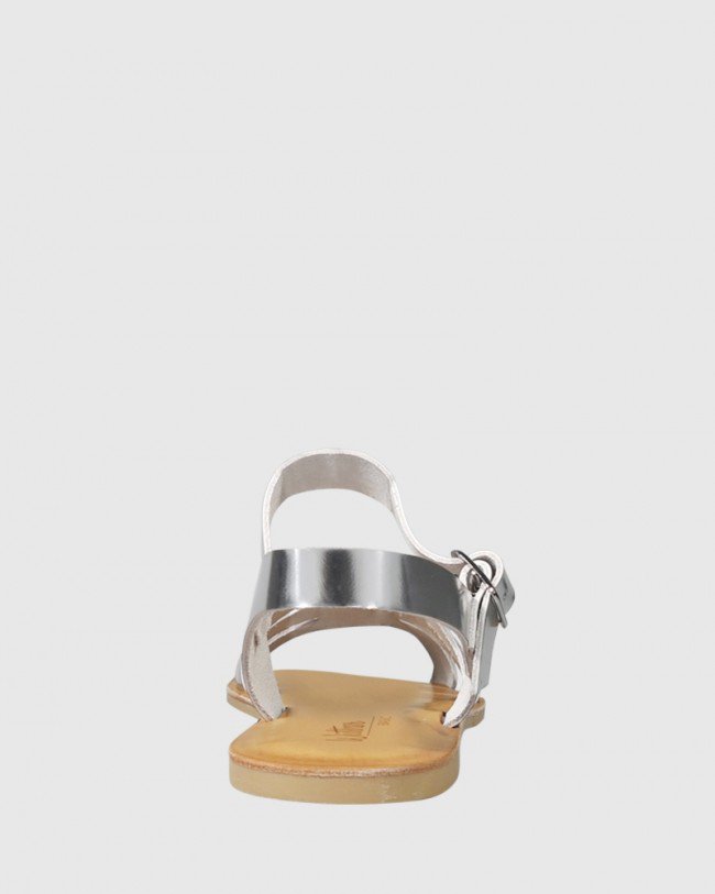 Wittner Fissa Silver Leather Open Toe Flat Sandal