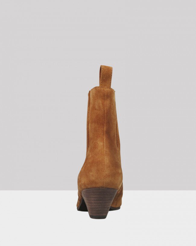 Wittner Karissa Tobacco Suede Block Heel Western Ankle Boot