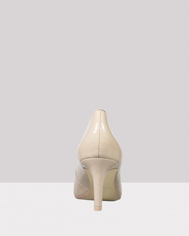 Wittner Delores Nude Patent Pointed Toe Mid Heel