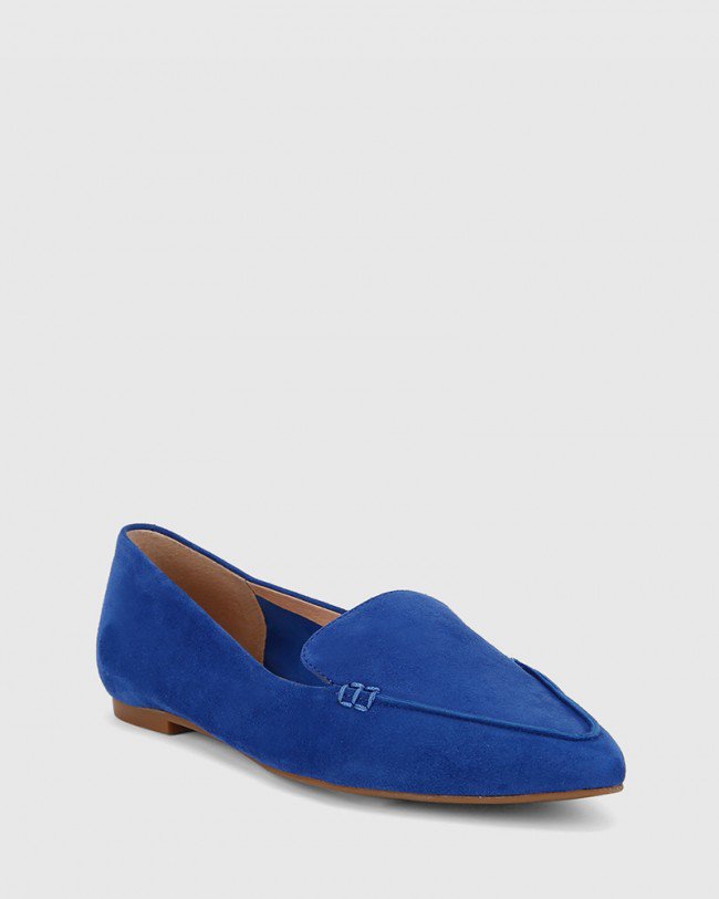 Wittner Packer Cobalt Blue Suede Leather Flat Point Toe