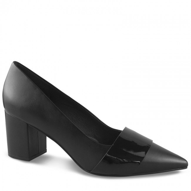 Wittner Danko Black Leather Pointed Toe Block Heel